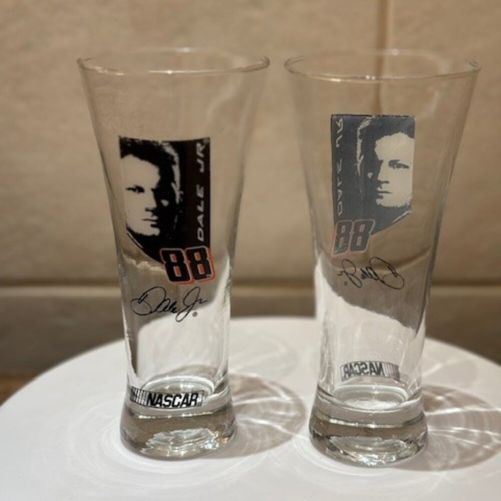 Nascar 88 Dale Jr Beer Glasses with  Dale Earnhardt Jr face set of 2
